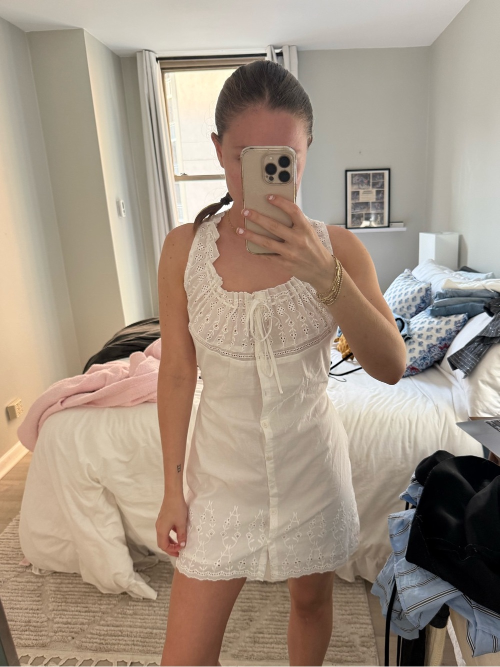 NWT With Jean White Eyelet Mini Dress